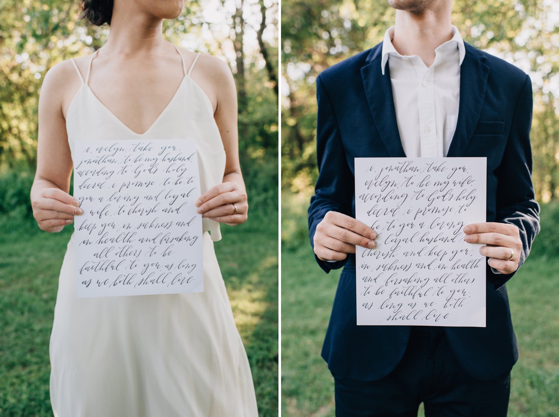 modern calligraphy vows by bon paper house | eightyfifth street photography
