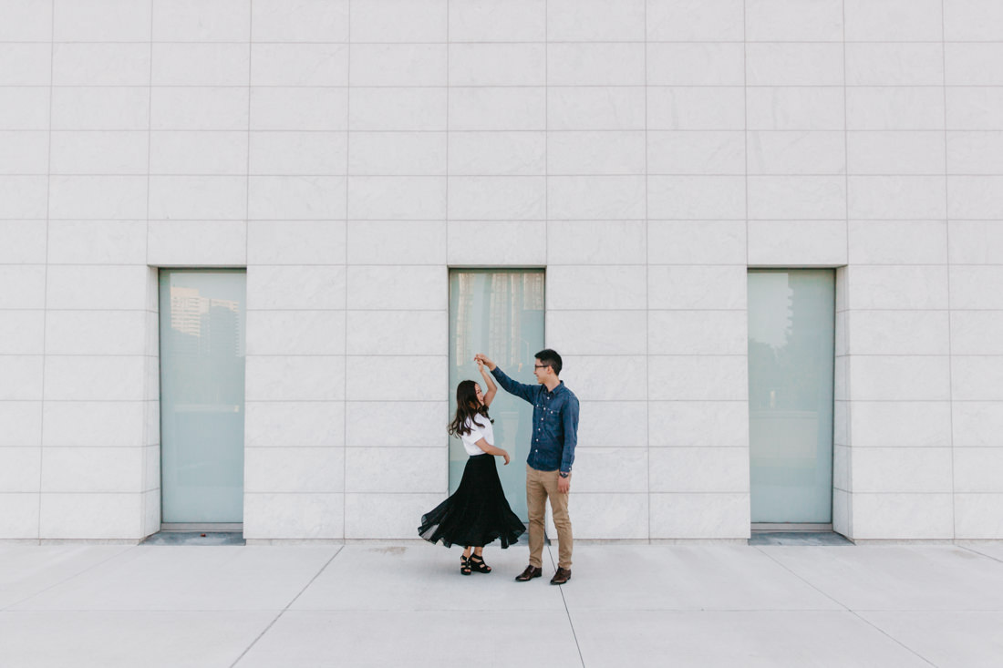 Couple Dancing | Aga Khan Museum engagement | Minimalist portrait location | Toronto Wedding Photographer | EightyFifth Street Photography