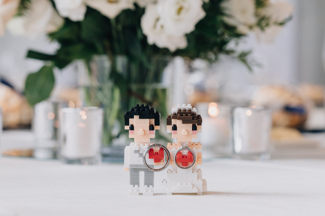 lego bride and groom from daiso with wedding rings toronto wedding