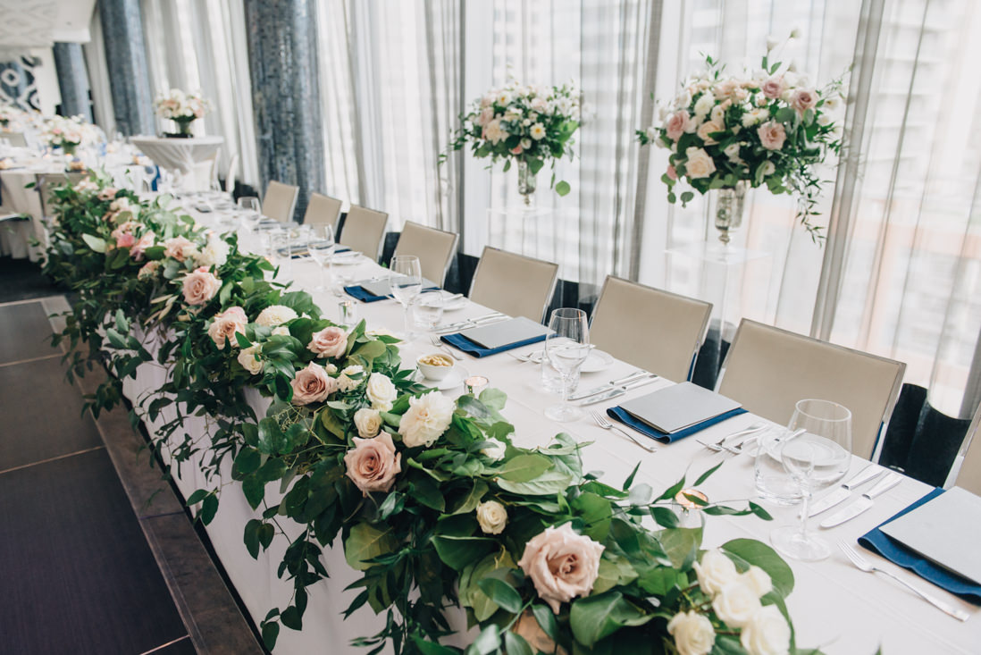 head table floral decor by flower 597 malaparte wedding toronto