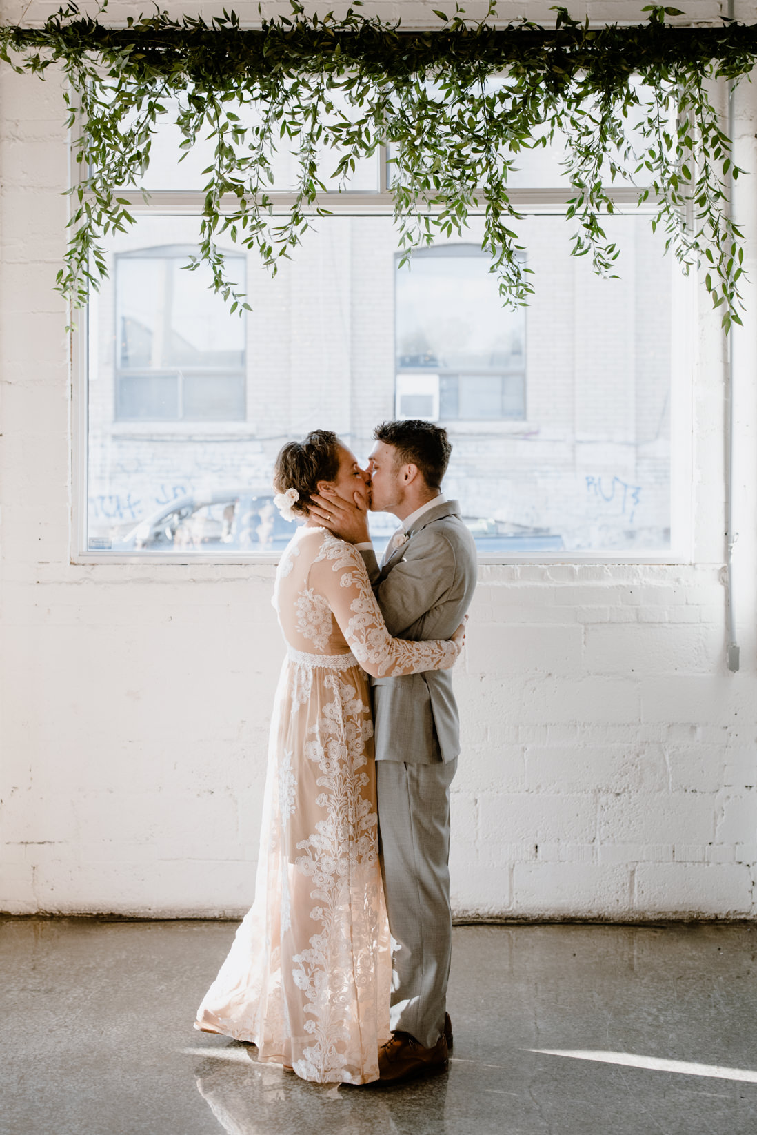 first kiss wedding ceremony Propeller Coffee Co Toronto_EightyFifth Street Photography