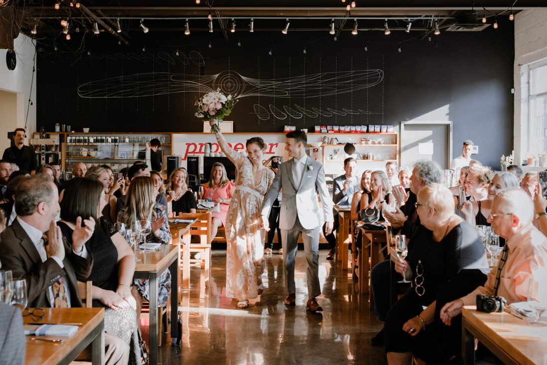 wedding ceremony processional at Propeller Coffee Co Wedding Toronto_EightyFifth Street Photography